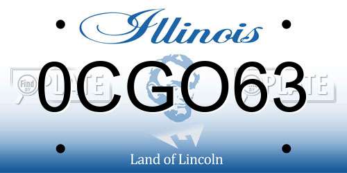 0CGO63 Illinois License Plate
