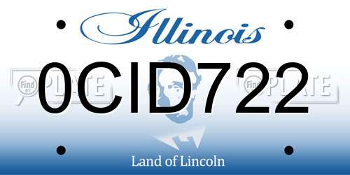 0CID722 Illinois License Plate