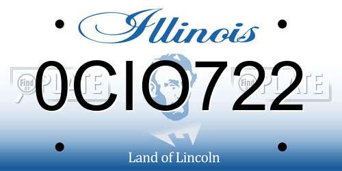 0CIO722 Illinois License Plate