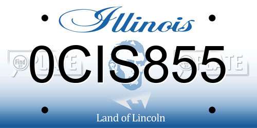 0CIS855 Illinois License Plate