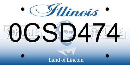 0CSD474 Illinois License Plate