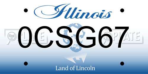 0CSG67 Illinois License Plate