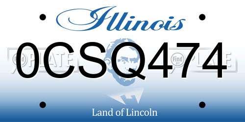 0CSQ474 Illinois License Plate