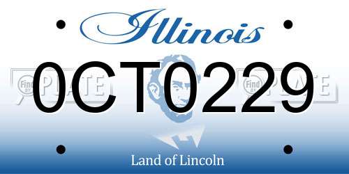 0CT0229 Illinois License Plate