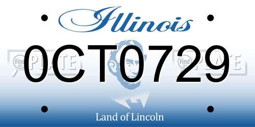 0CT0729 Illinois License Plate