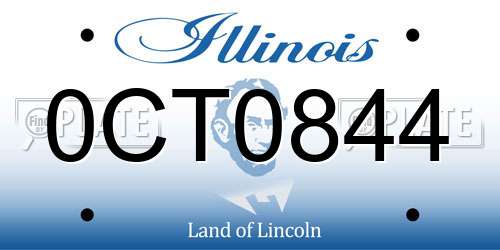 0CT0844 Illinois License Plate