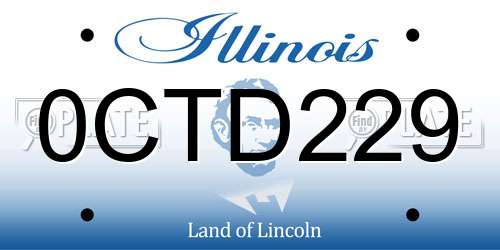 0CTD229 Illinois License Plate
