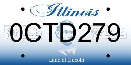 0CTD279 Illinois License Plate