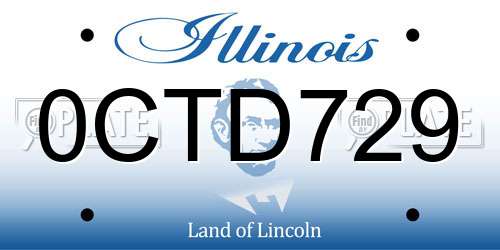 0CTD729 Illinois License Plate
