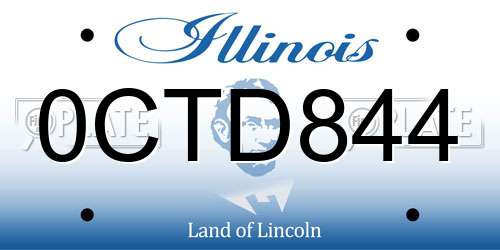 0CTD844 Illinois License Plate