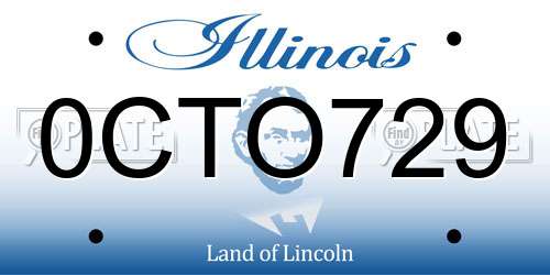 0CTO729 Illinois License Plate