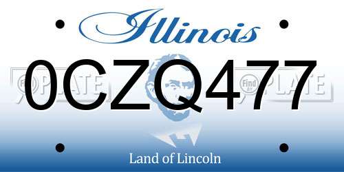 0CZQ477 Illinois License Plate