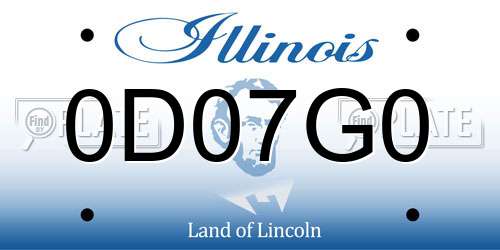 0D07G0 Illinois License Plate