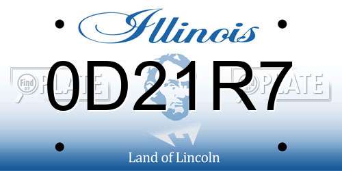 0D21R7 Illinois License Plate