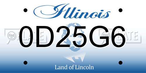 0D25G6 Illinois License Plate