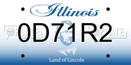 0D71R2 Illinois License Plate