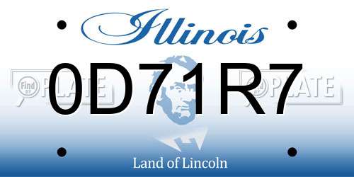 0D71R7 Illinois License Plate