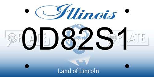 0D82S1 Illinois License Plate