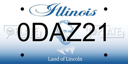 0DAZ21 Illinois License Plate