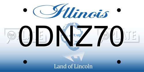 0DNZ70 Illinois License Plate