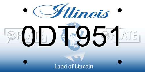 0DT951 Illinois License Plate
