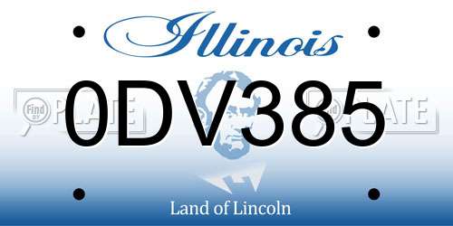 0DV385 Illinois License Plate