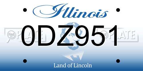 0DZ951 Illinois License Plate