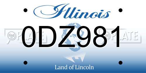 0DZ981 Illinois License Plate