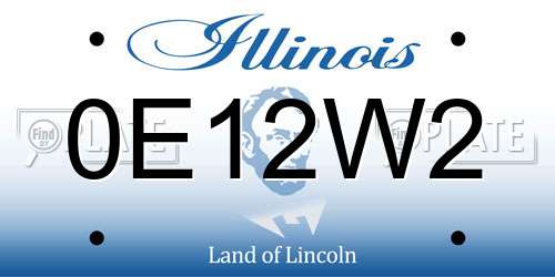 0E12W2 Illinois License Plate
