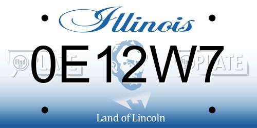 0E12W7 Illinois License Plate
