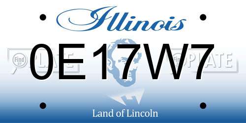 0E17W7 Illinois License Plate