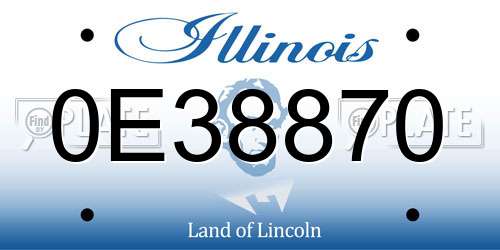 0E38870 Illinois License Plate