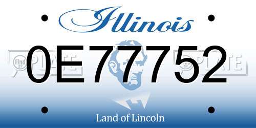 0E77752 Illinois License Plate