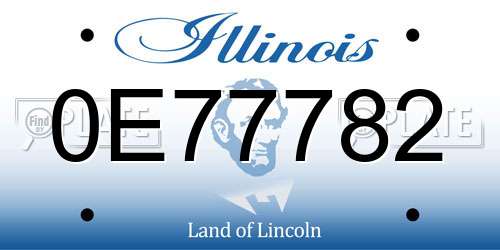 0E77782 Illinois License Plate