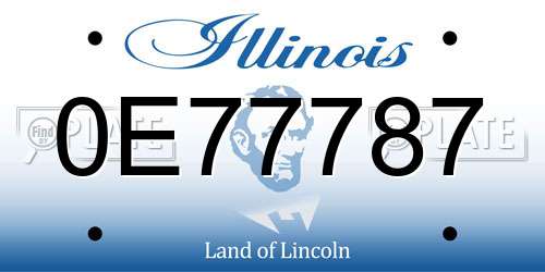 0E77787 Illinois License Plate