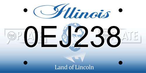 0EJ238 Illinois License Plate