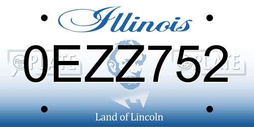 0EZZ752 Illinois License Plate