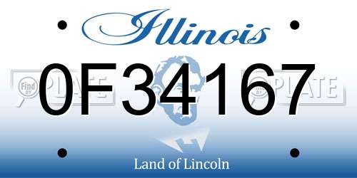 0F34167 Illinois License Plate