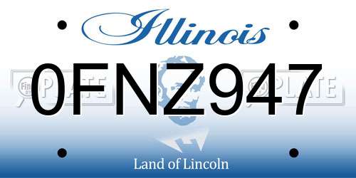 0FNZ947 Illinois License Plate