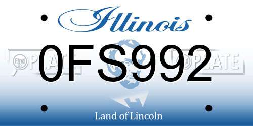 0FS992 Illinois License Plate