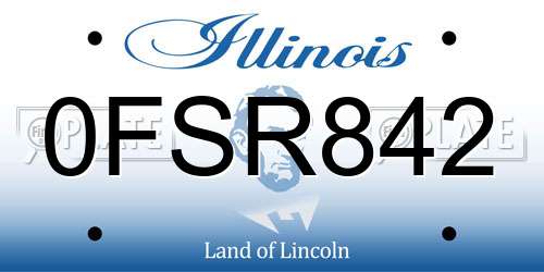 0FSR842 Illinois License Plate
