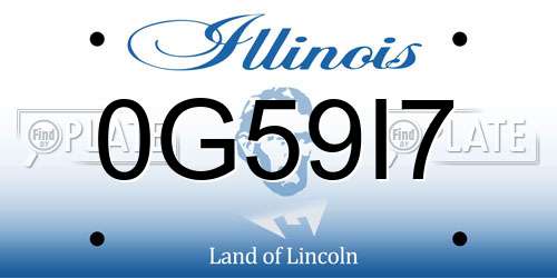 0G59I7 Illinois License Plate