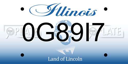 0G89I7 Illinois License Plate