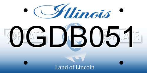 0GDB051 Illinois License Plate