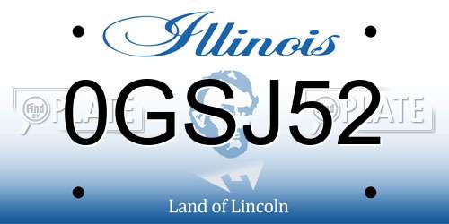 0GSJ52 Illinois License Plate