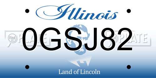0GSJ82 Illinois License Plate