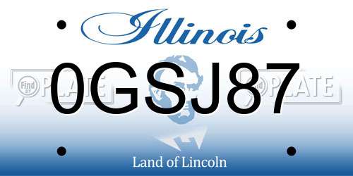 0GSJ87 Illinois License Plate