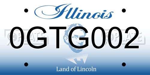 0GTG002 Illinois License Plate