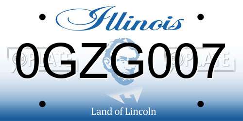0GZG007 Illinois License Plate