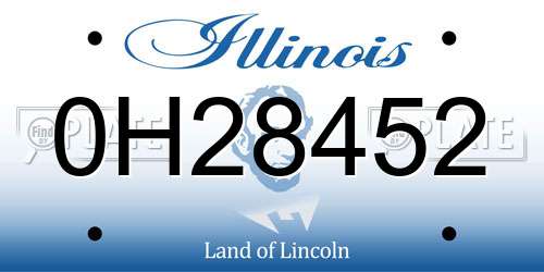 0H28452 Illinois License Plate